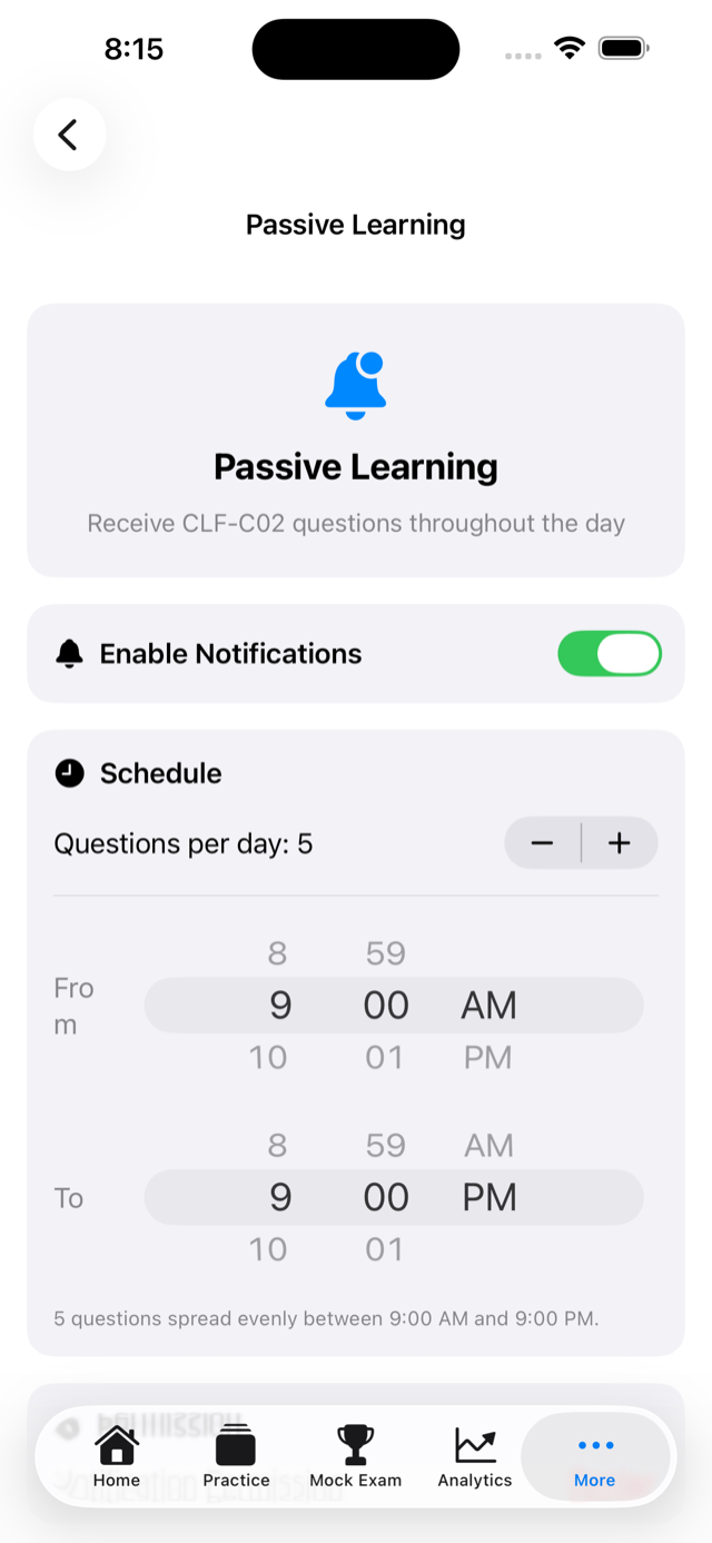 Learn screen